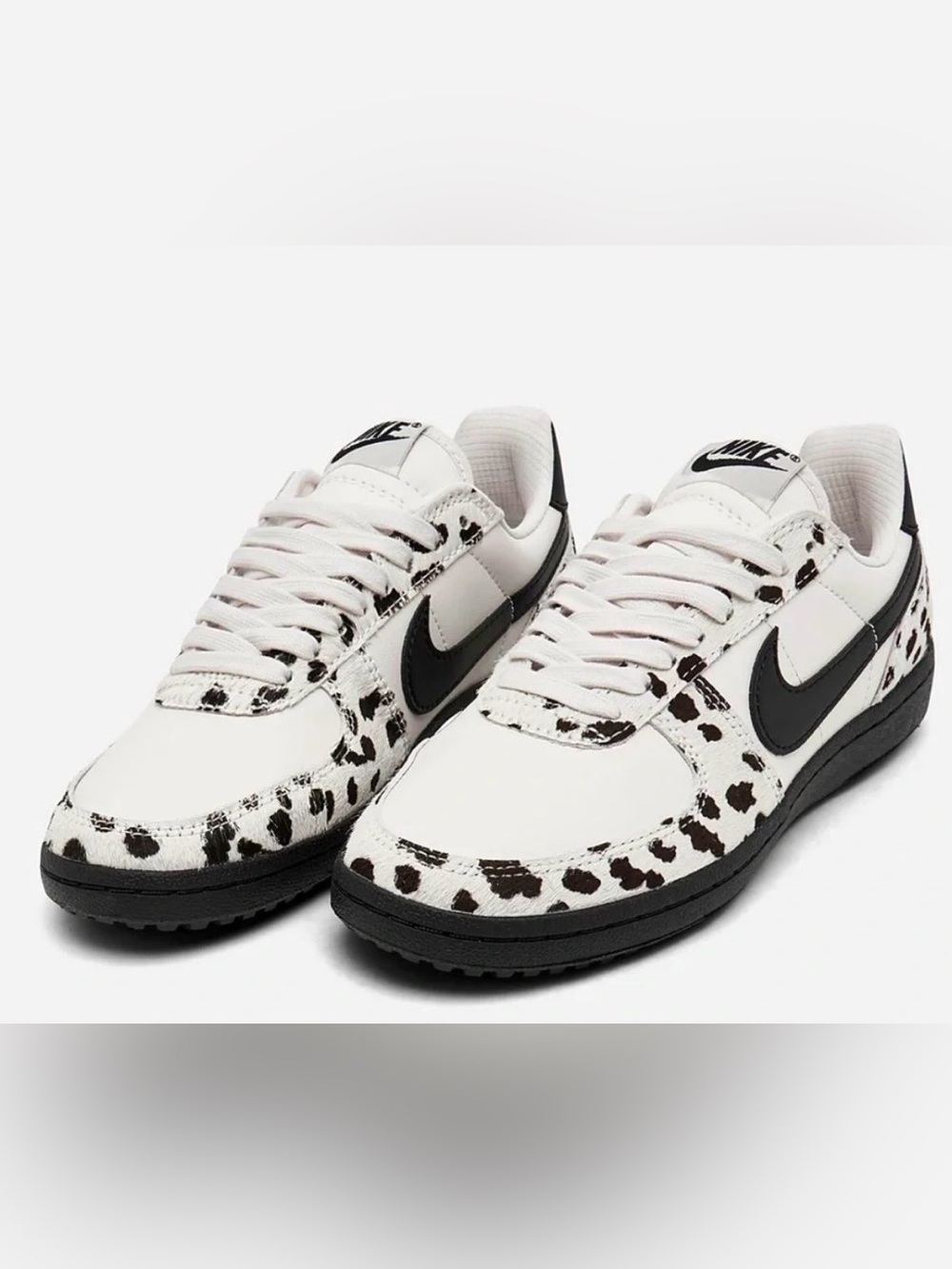 Nike Women’s Low-Top Sneakers in White and Black Cow-Print